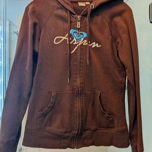 Quicksilver Aspen brown zip-front sweatshirt, ladies M
